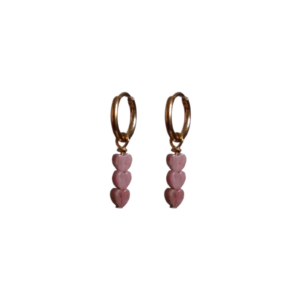 goudkleurige oorbellen met roze natuursteen – Hailey Earrings